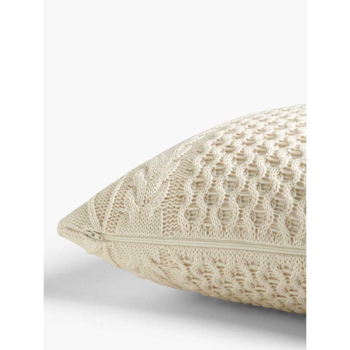 John Lewis & Partners Organic Cotton Knit Cushion, Marshmallow – image 2