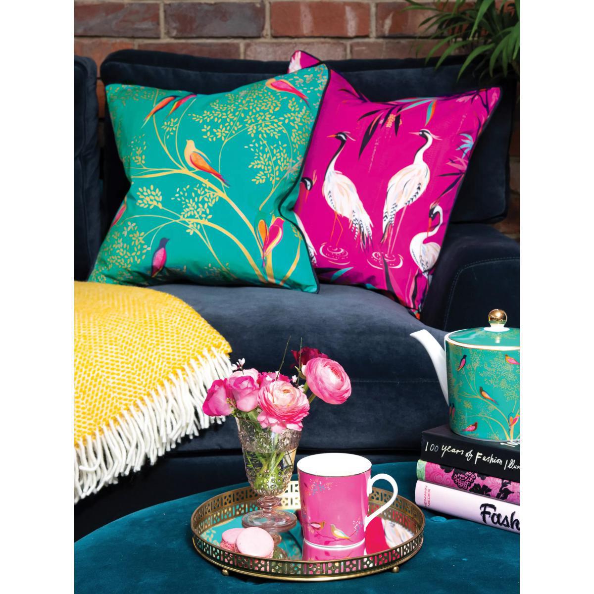 Sara Miller Birds Cushion, Green – image 2