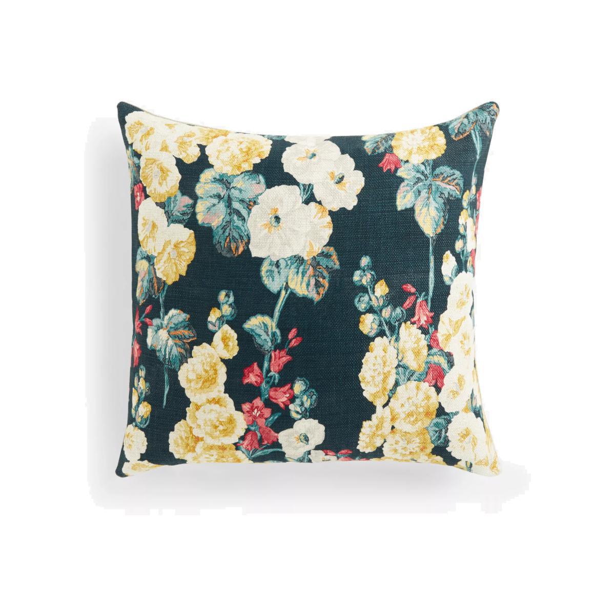 Sanderson Hollyhocks Cushion, Yellow / Multi – image 1