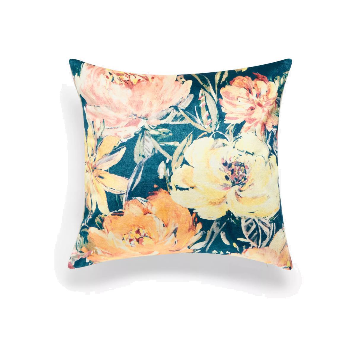 John Lewis & Partners Peony Garden Floral Cushion, Fjord – image 1