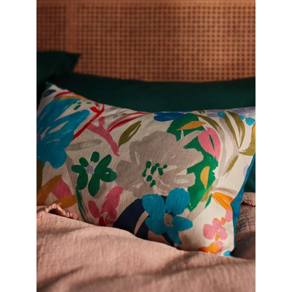 John Lewis Abstract Bloom Rectangular Cushion, Blue/Multi – image 2