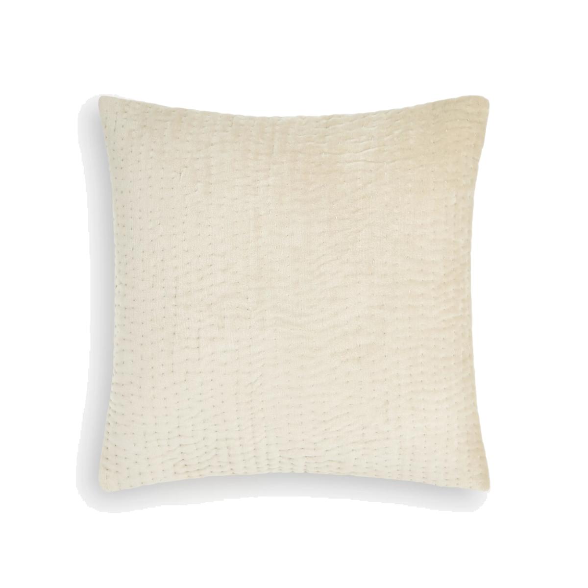 John Lewis Quilted Velvet Cushion, Natural – image 1