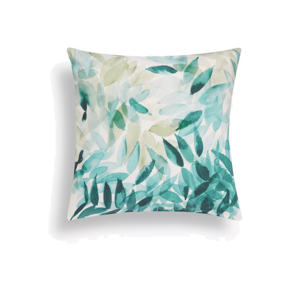 John Lewis Watercolour Leaf Indoor/Outdoor Cushion, Green – image 1