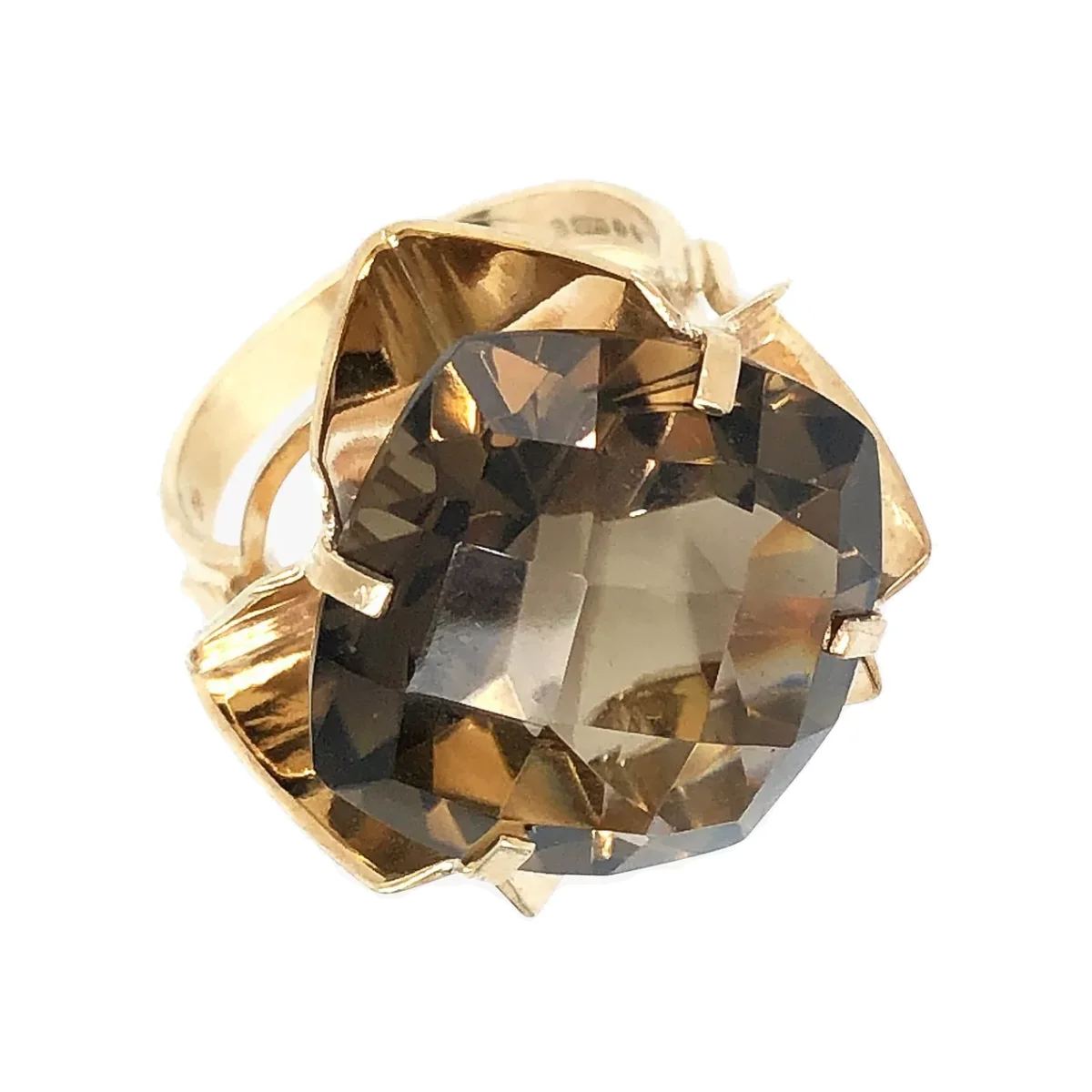 VF Jewellery 9ct Yellow Gold Cushion Smoky Quartz Second Hand Ring – image 1