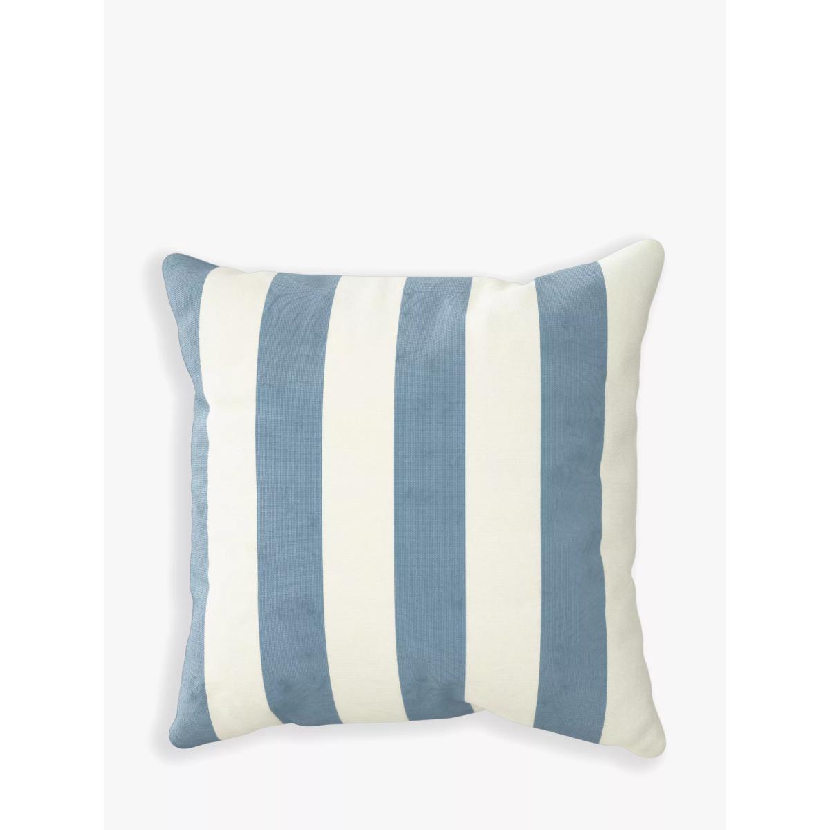 John Lewis & Partners Striped Garden Cushion, 43 x 43cm, Sea Blue – image 2