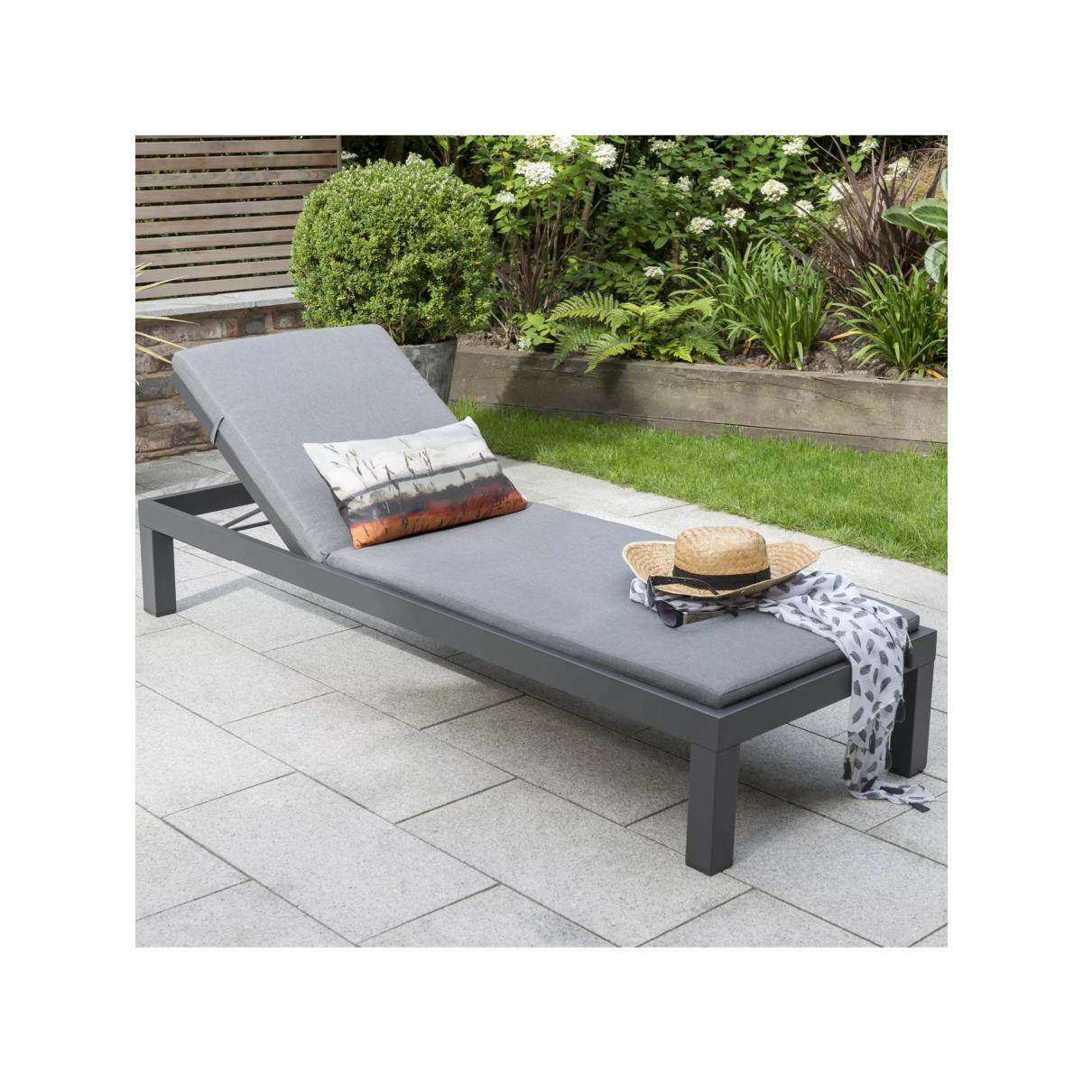KETTLER Elba Garden Cushioned Sun Lounger, Grey – image 2
