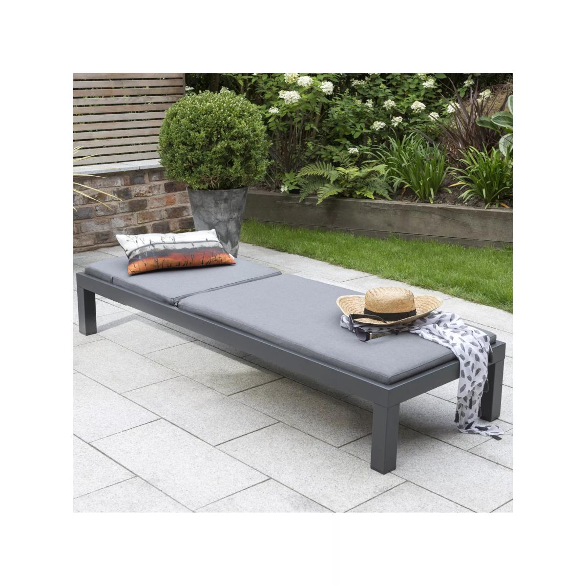 KETTLER Elba Garden Cushioned Sun Lounger, Grey – image 3