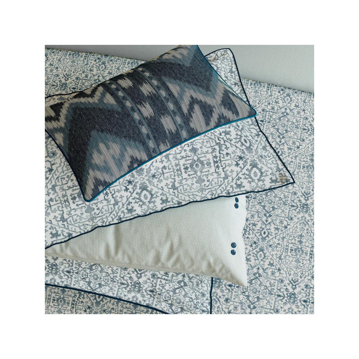 Bedeck of Belfast Dhaka Cushion, Blue Chambray – image 2