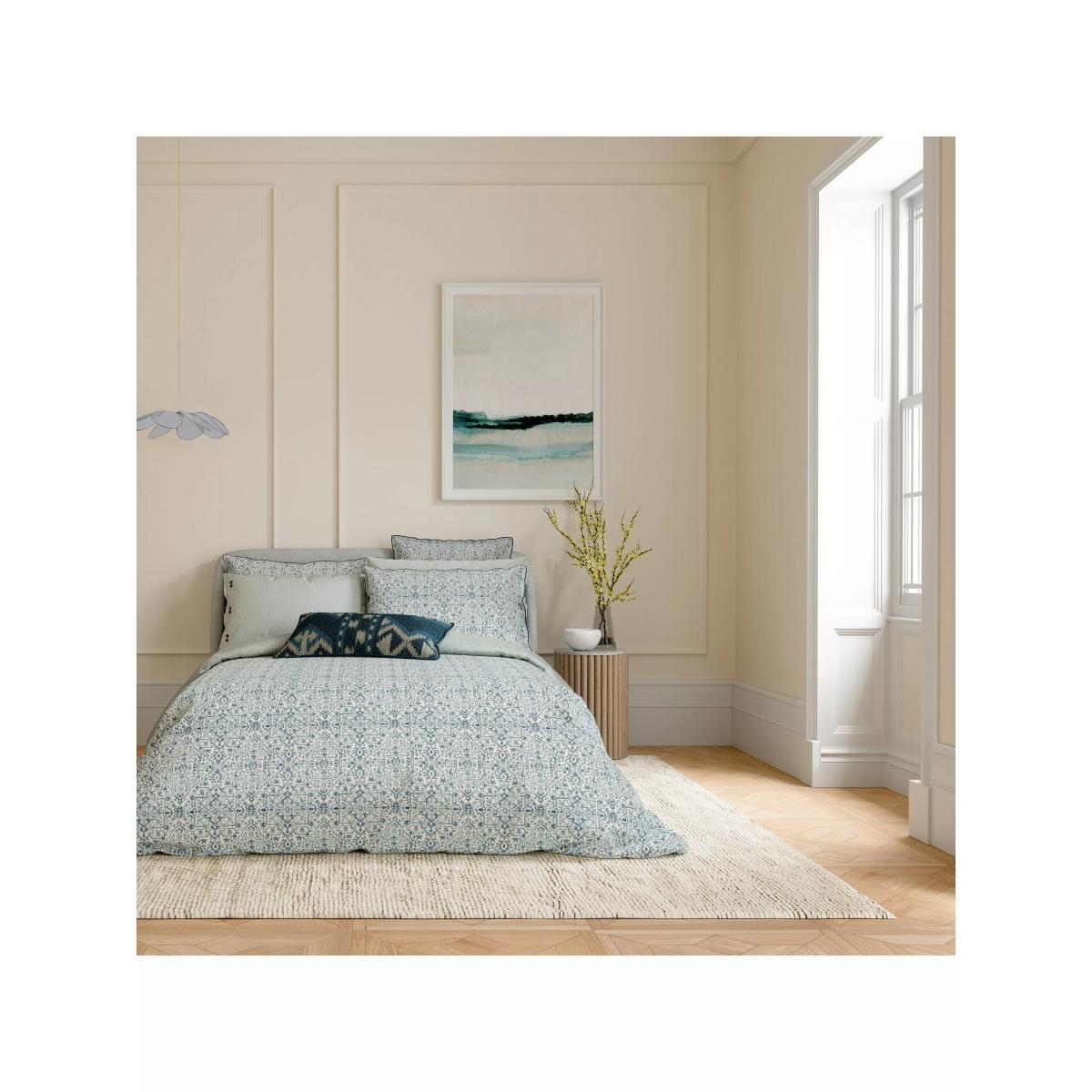 Bedeck of Belfast Dhaka Cushion, Blue Chambray – image 3