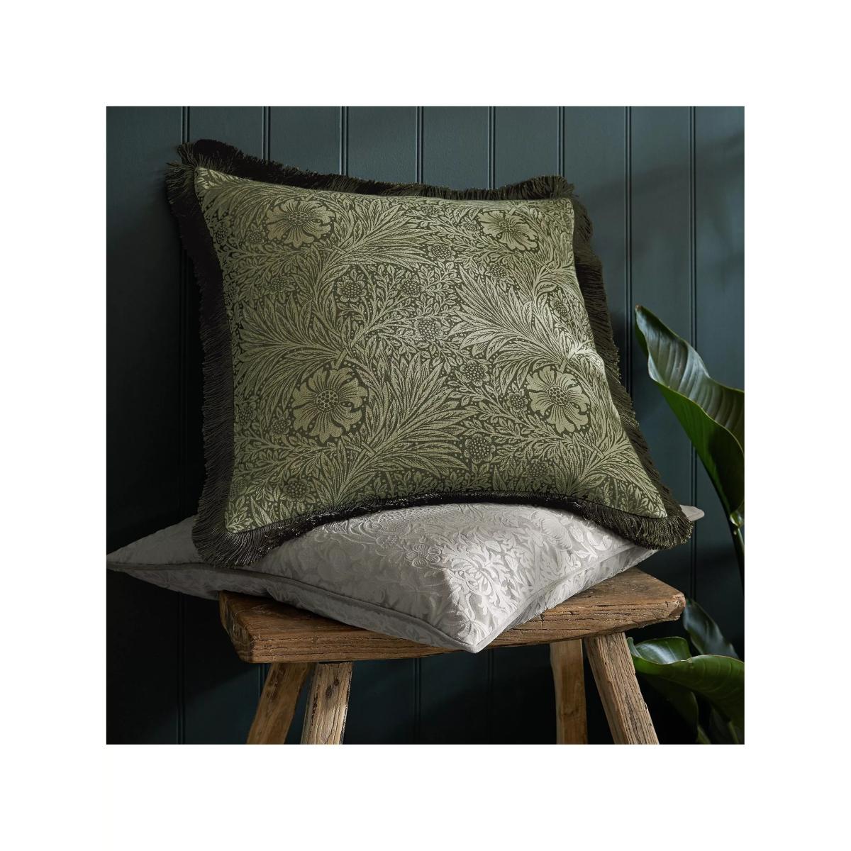 William Morris At Home Marigold Square Cushion, Olive – image 4
