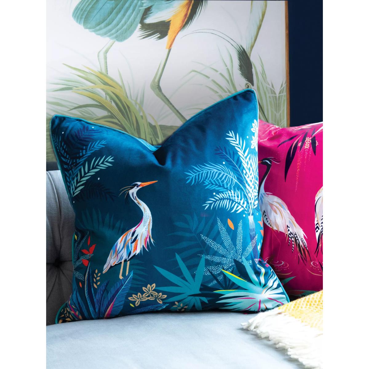 Sara Miller Heron Cushion, Teal – image 2