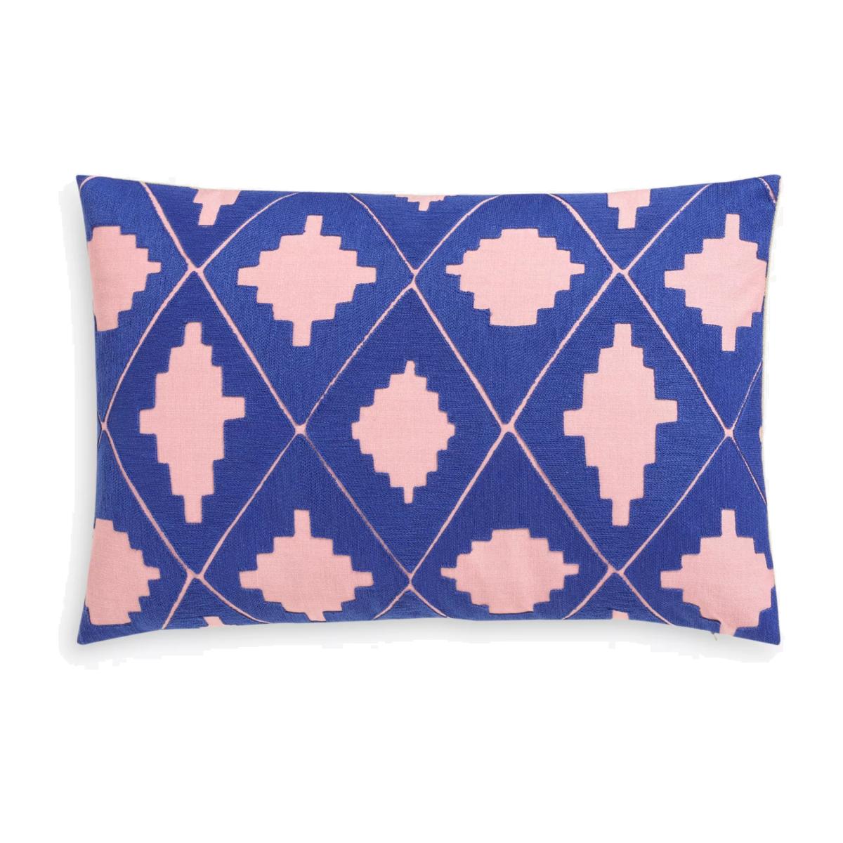 Harlequin x Sophie Robinson Garden Terrace Cushion, Lapis/Rose – image 1