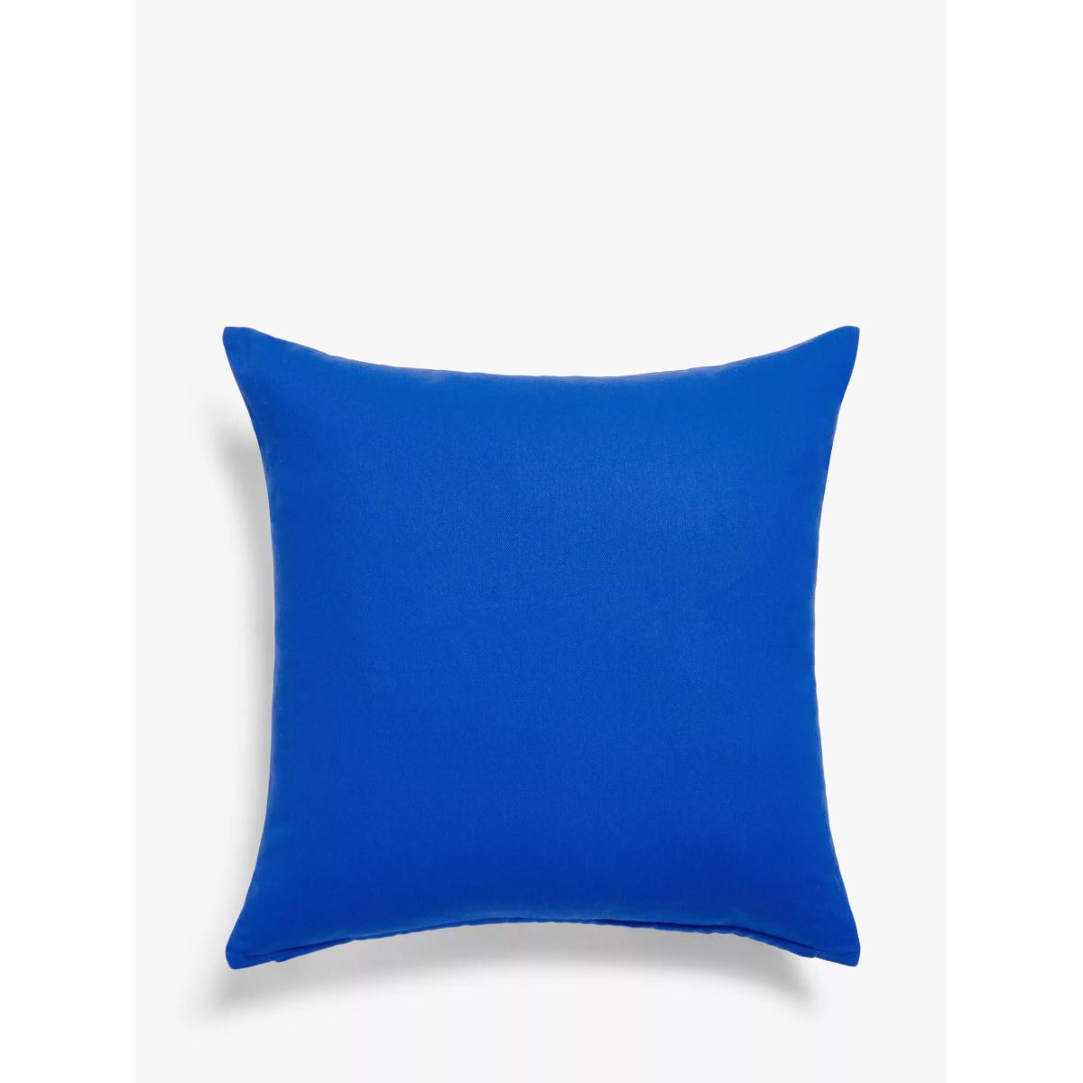 John Lewis ANYDAY Colour Block Leaf Garden Cushion, White/Cobalt – image 4