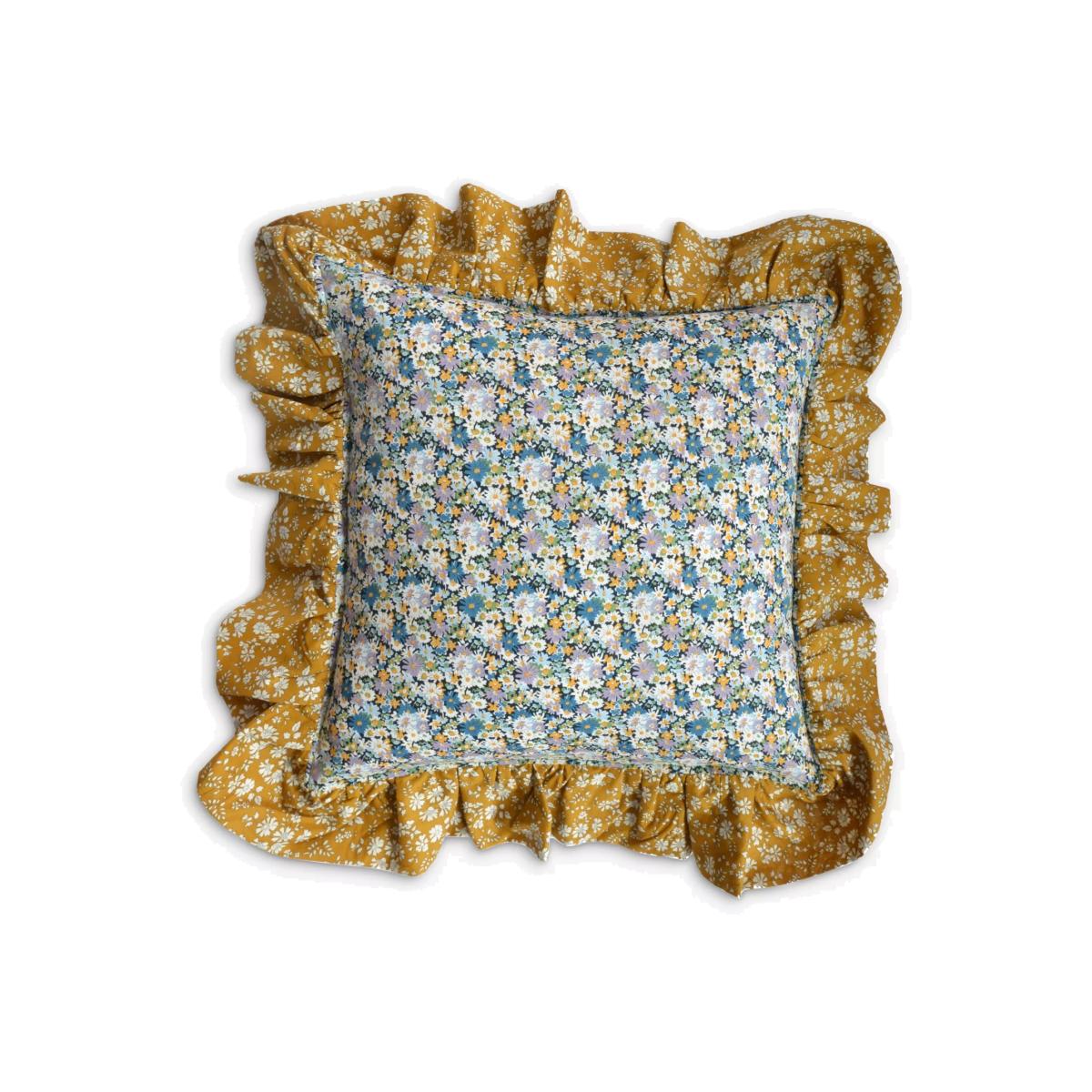 Coco & Wolf Ruffled Square Cushion, Libby Capel Mustard