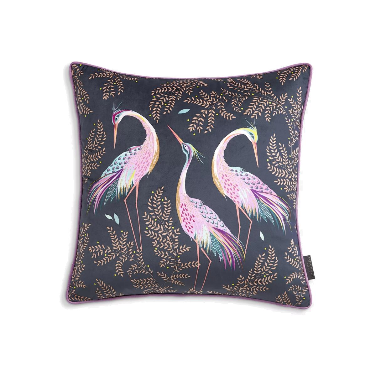 Sara Miller Dancing Cranes Cushion, Midnight