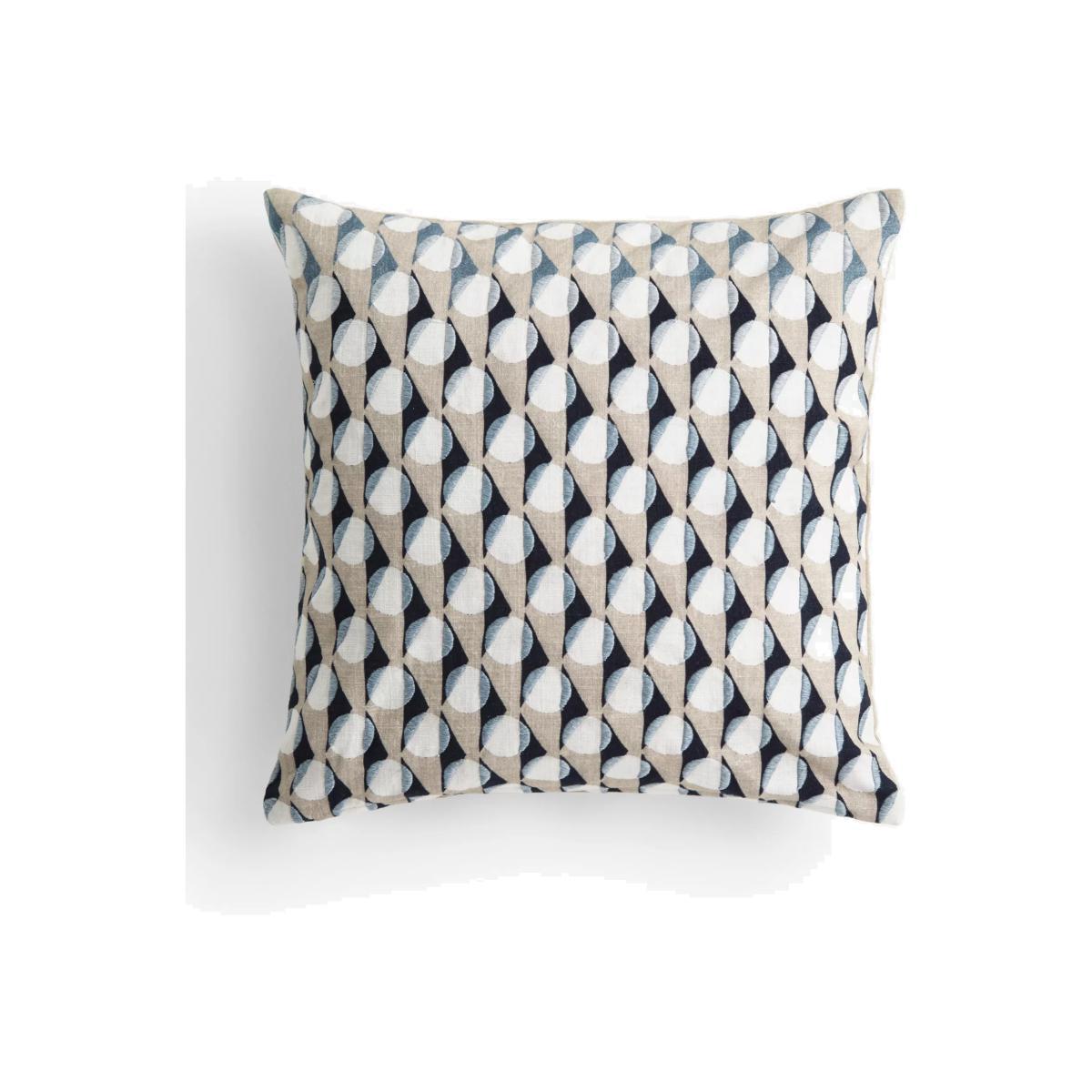 John Lewis & Partners Eave Embroidery Cushion, Navy / Grey – image 1