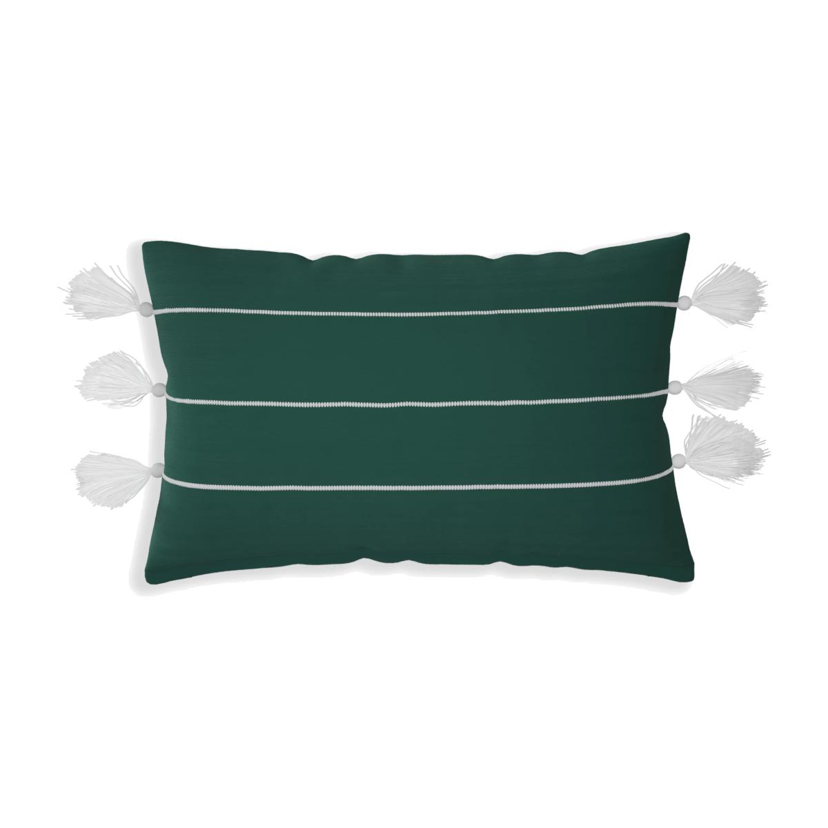 John Lewis Striped Tassel Garden Cushion, 35 x 55cm, Mallard – image 1