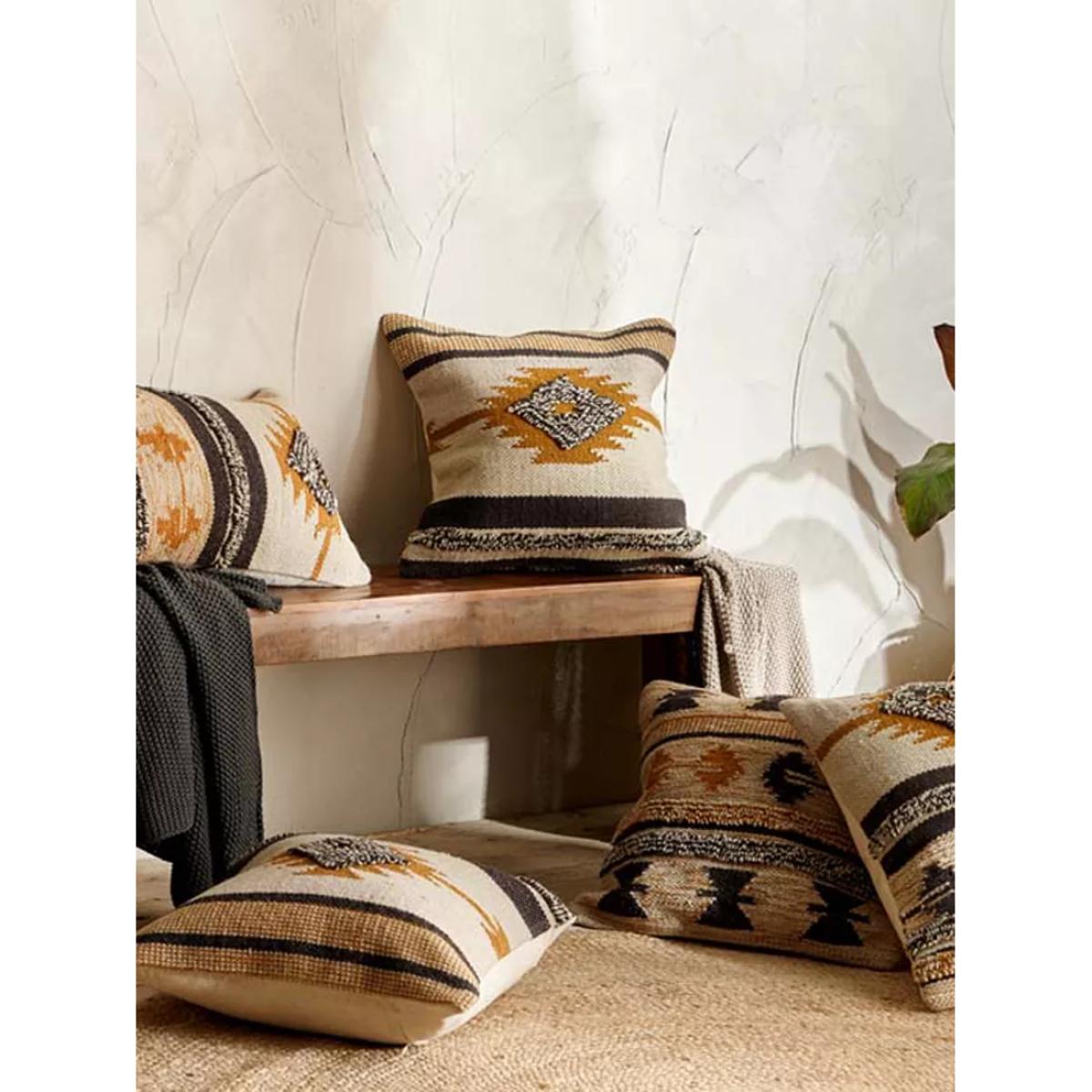 Nkuku Tussi Mara Cushion Cover, Mustard/Grey – image 3