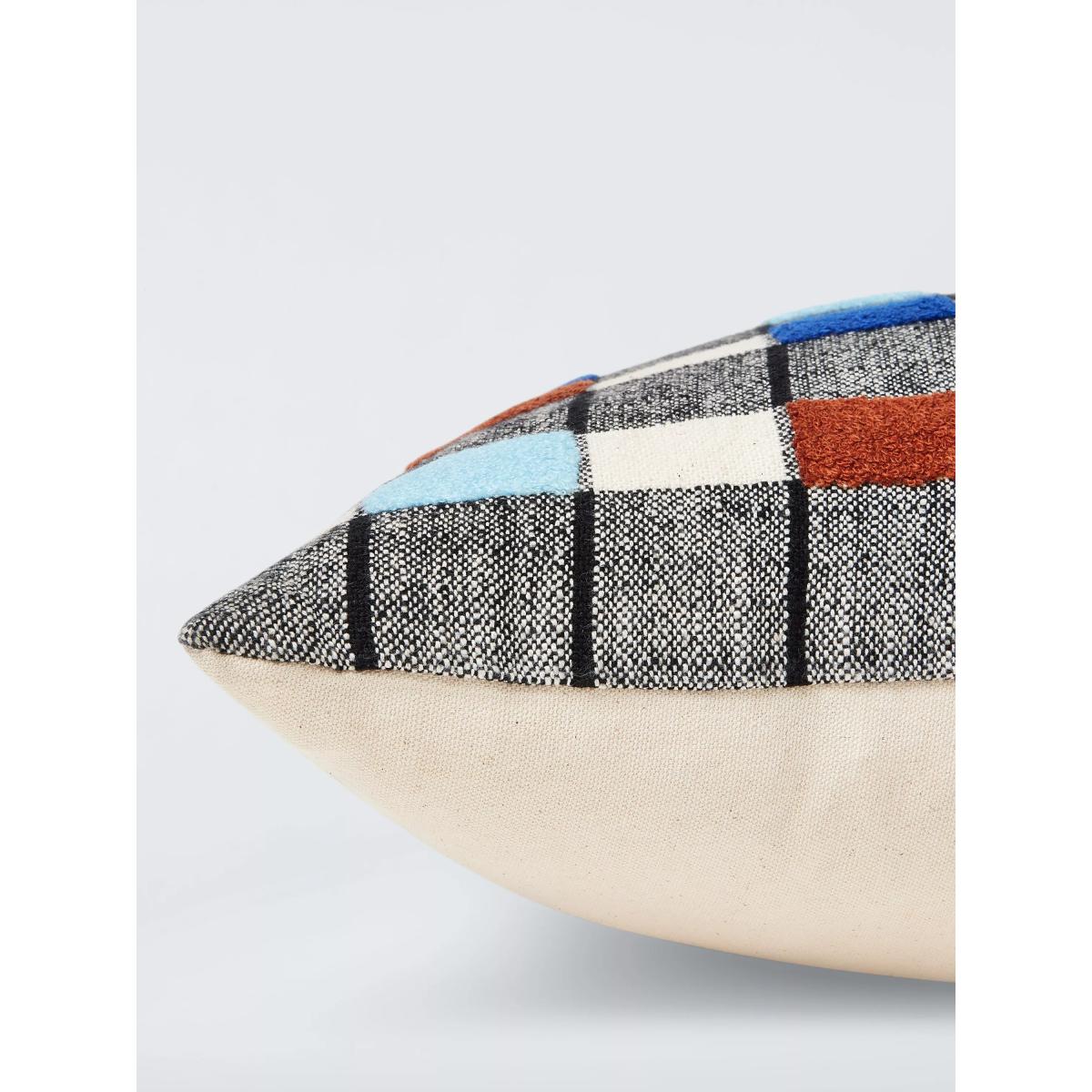 John Lewis Grid Check Cushion, Cobalt – image 4