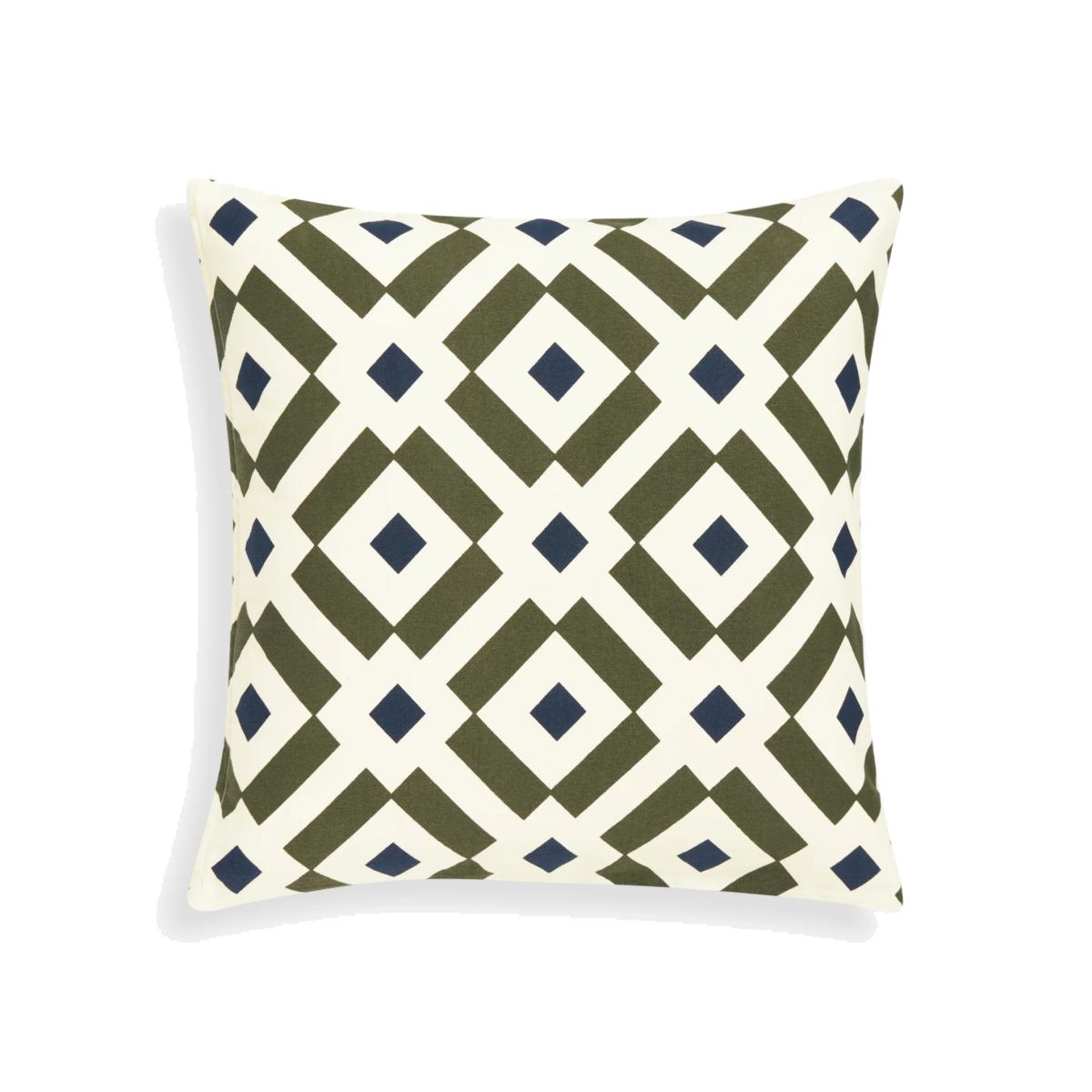 John Lewis Diagonal Check Indoor/Outdoor Cushion, Avocado – image 1