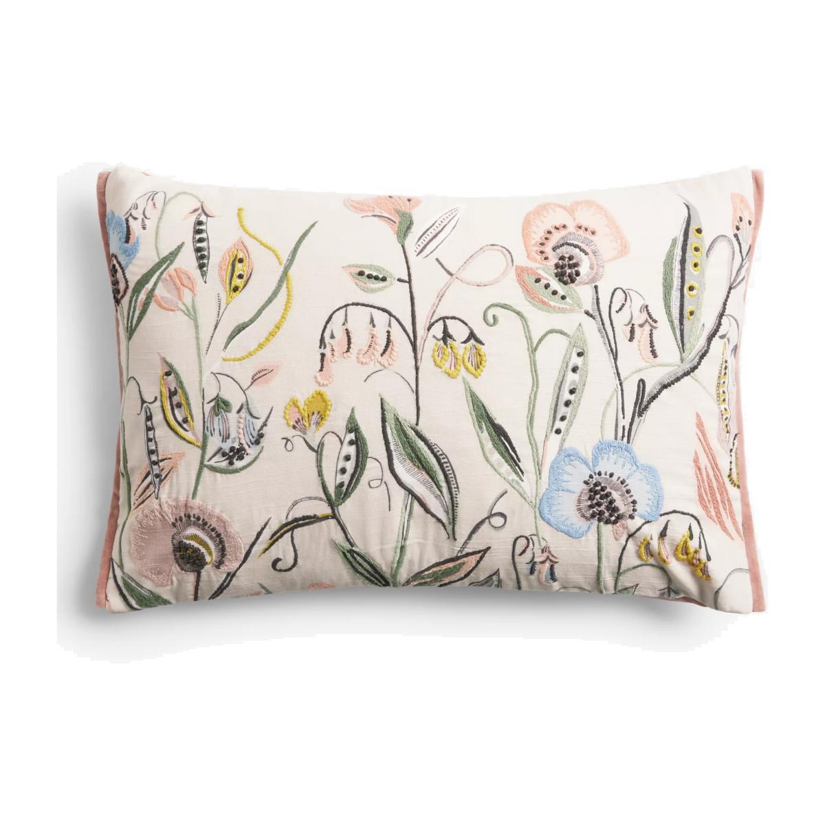 John Lewis & Partners Pea Blossom Floral Cushion, Natural – image 1