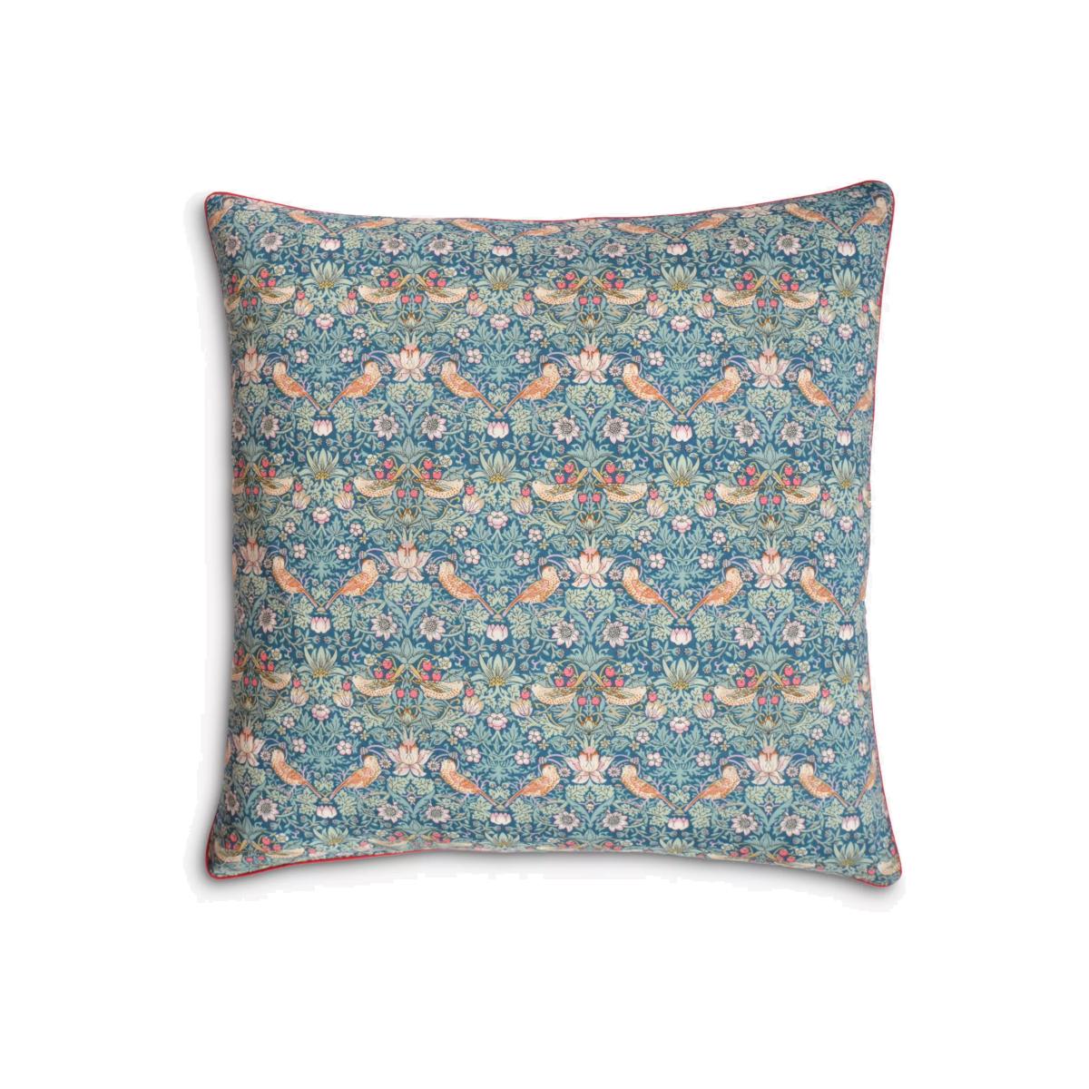 Coco & Wolf Piped Square Cushion, Strawberry Thief