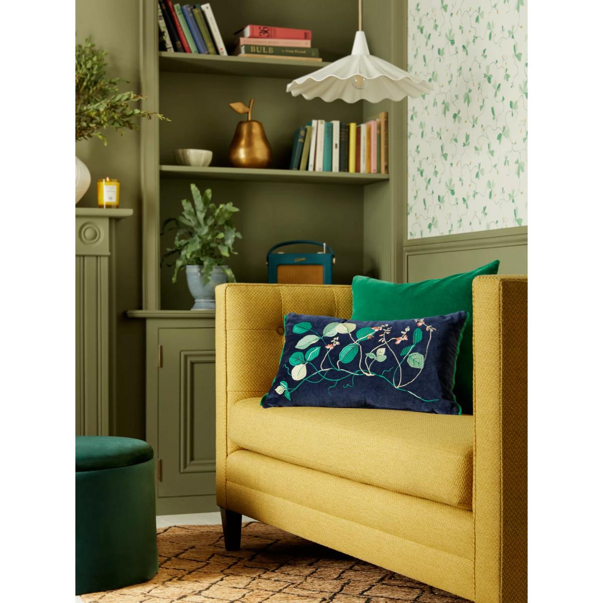 John Lewis Floral Vines Cushion, Night Sky – image 2
