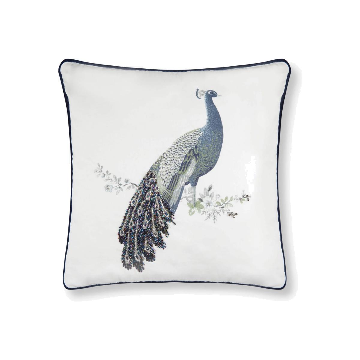 Laura Ashley Peacock Cushion, Midnight