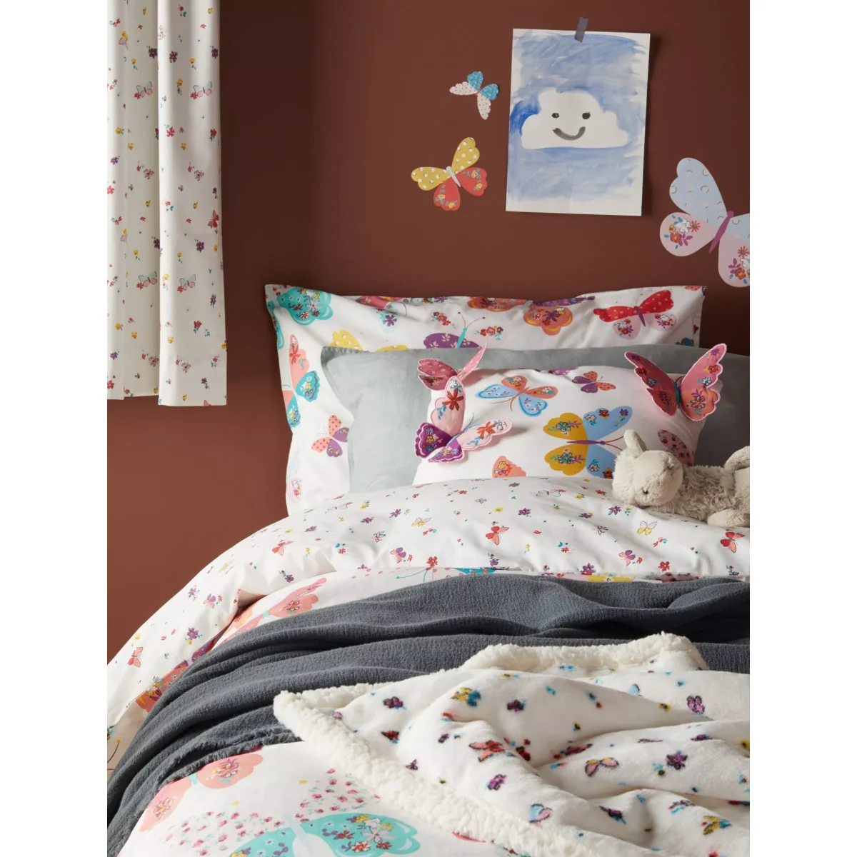 little home at John Lewis Butterflies 3D Cushion, Multi – image 5
