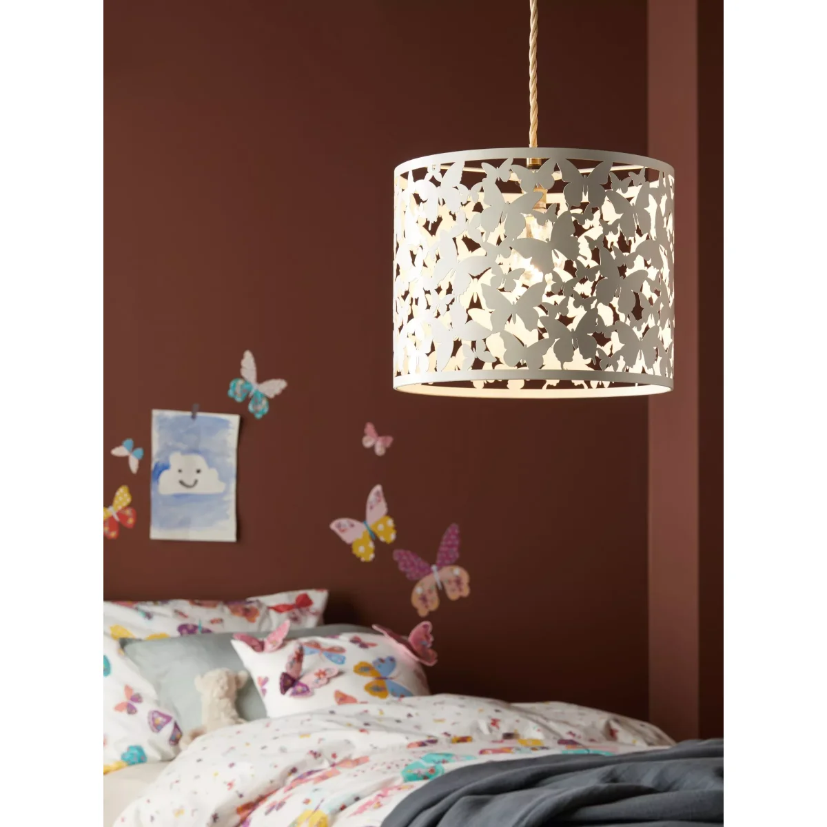 little home at John Lewis Butterflies 3D Cushion, Multi – image 6