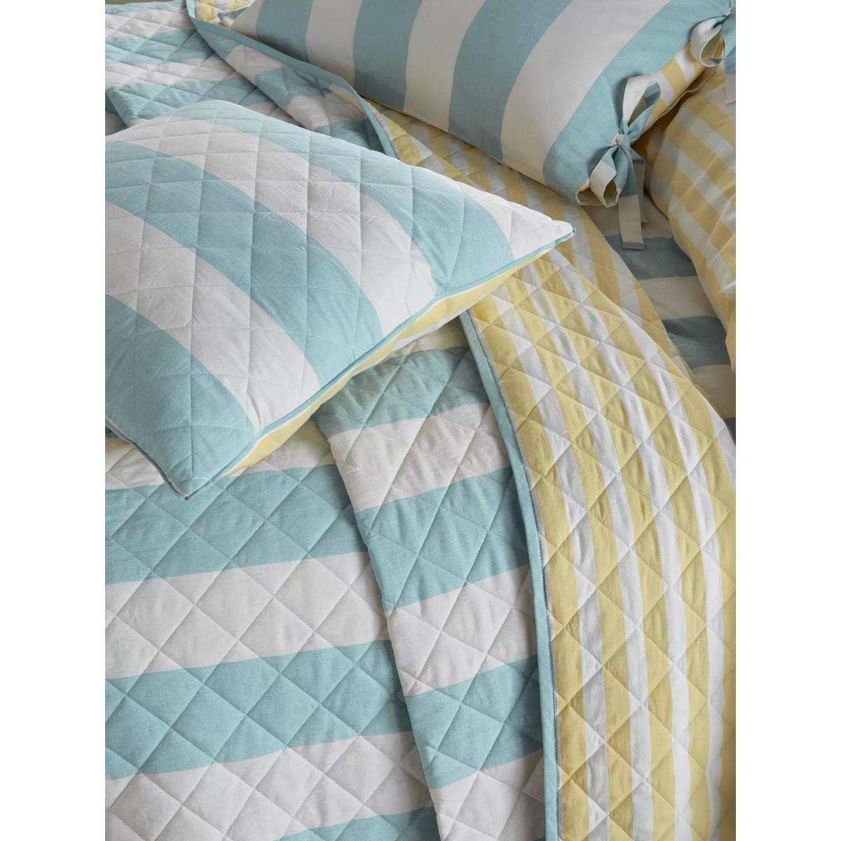 Laura Ashley Lillim Stripe Cushion, Seaspray/Ochre – image 2