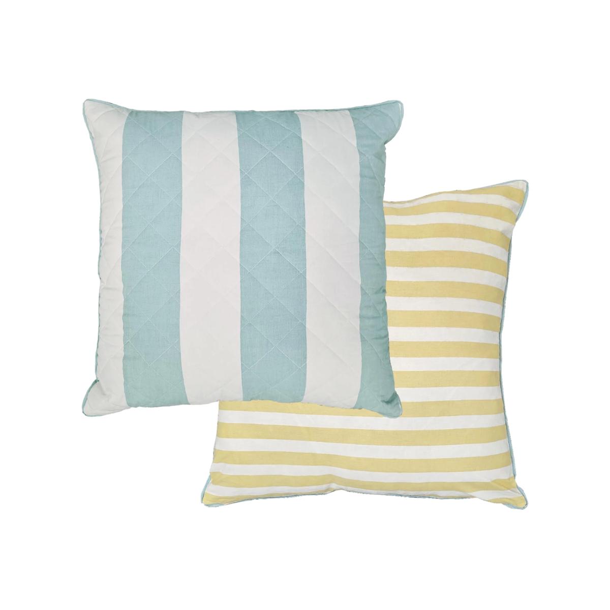 Laura Ashley Lillim Stripe Cushion, Seaspray/Ochre – image 1