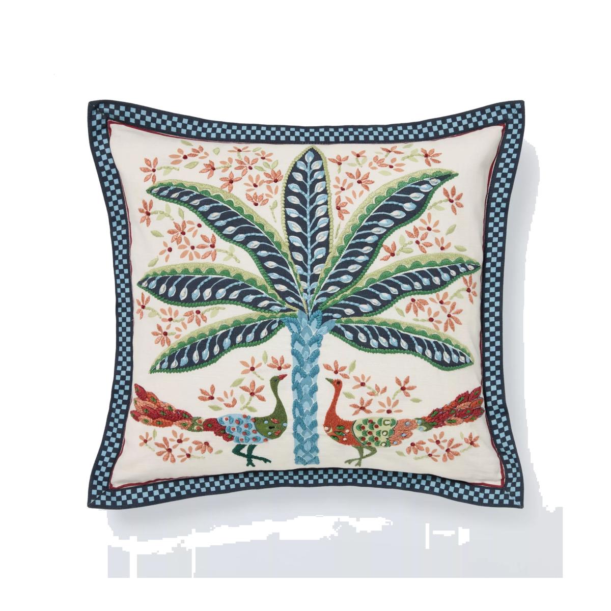 John Lewis Peacock and Palm Cushion, Multi – image 1
