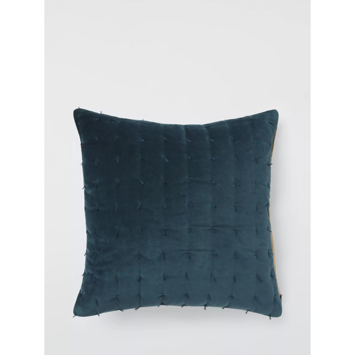 John Lewis Tassel Velvet Cushion, Teal – image 2