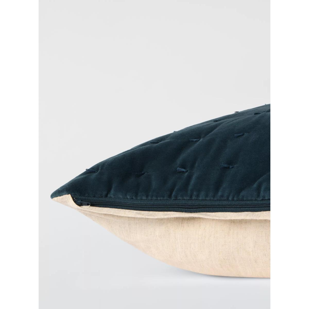 John Lewis Tassel Velvet Cushion, Teal – image 5