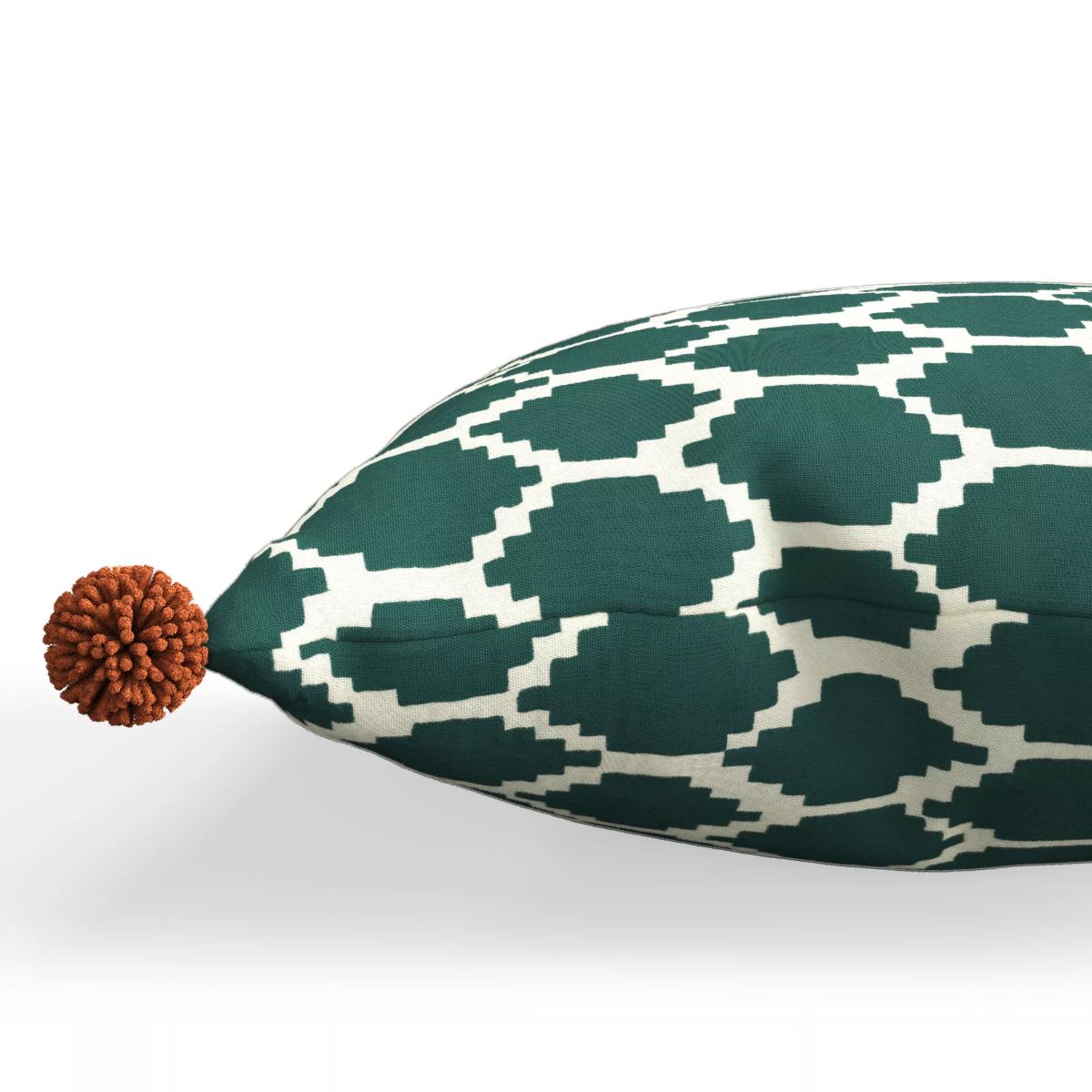 John Lewis & Partners Fusion Geometric Print Reversible Garden Cushion, 43 x 43cm, Mallard/White – image 3