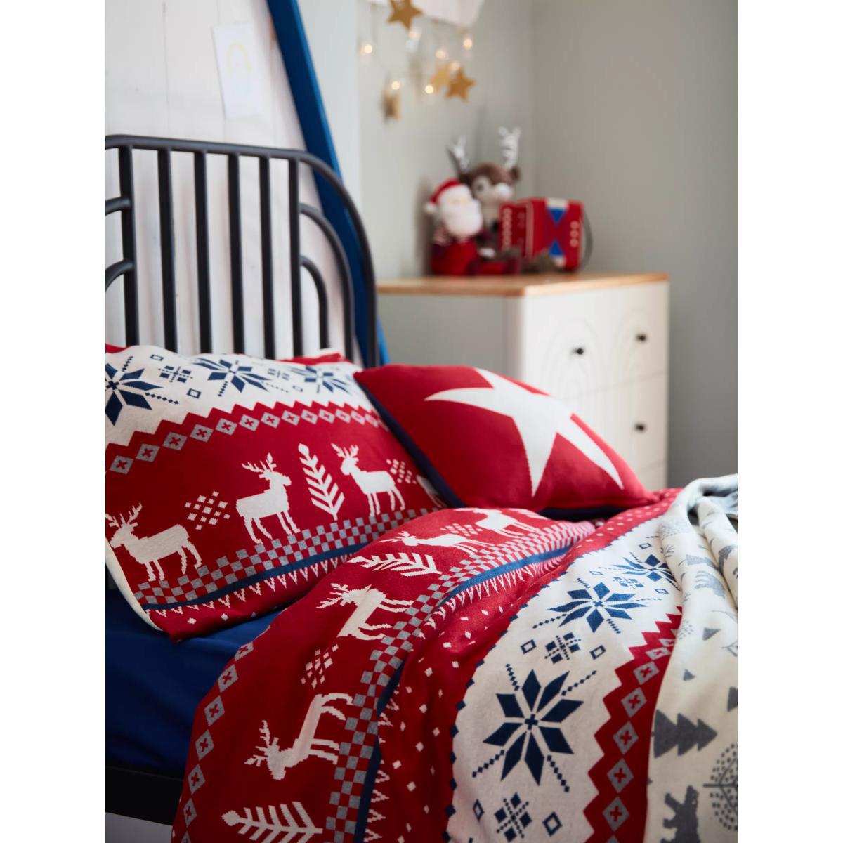 little home at John Lewis Stars & Stripes Cushion, Red/Blue – image 7