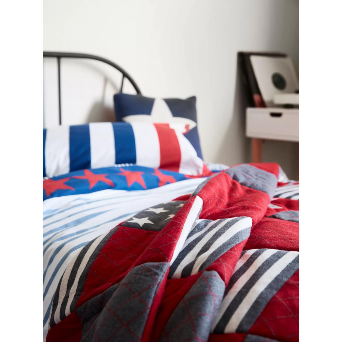 little home at John Lewis Stars & Stripes Cushion, Red/Blue – image 8