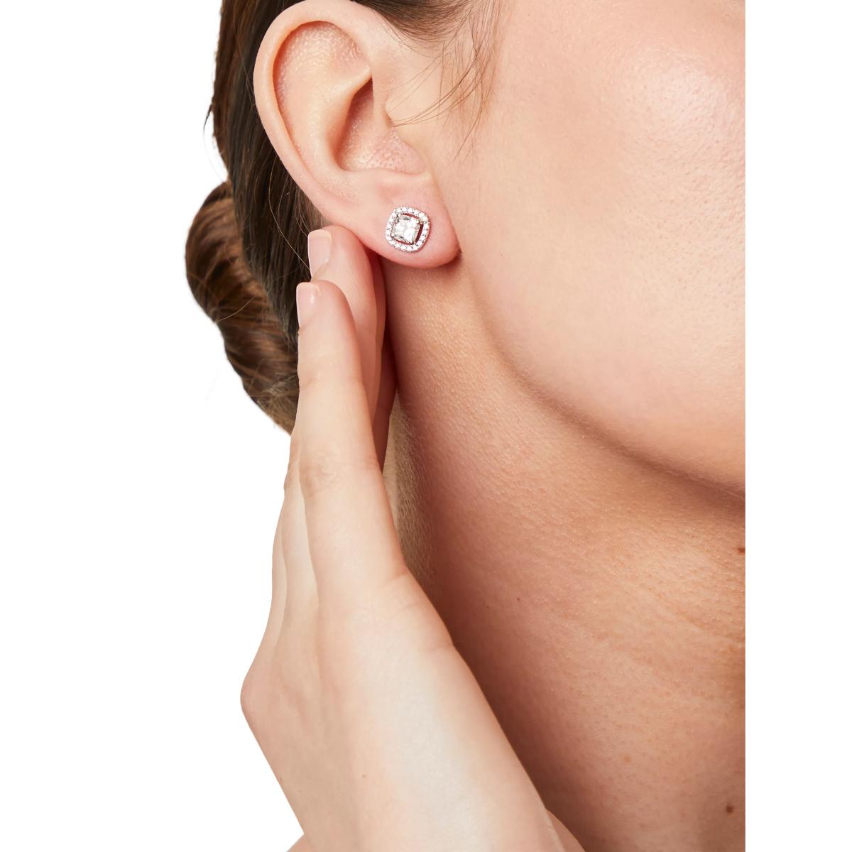 Jools by Jenny Brown Cubic Zirconia Cushion Halo Stud Earrings, Silver – image 2