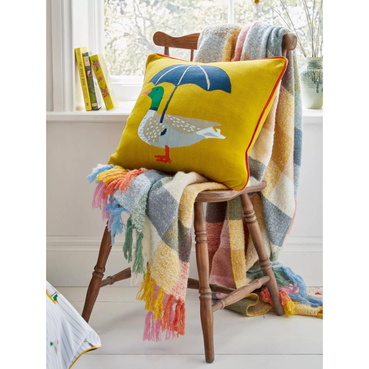 Joules Duck's March Cushion, Gold – image 2