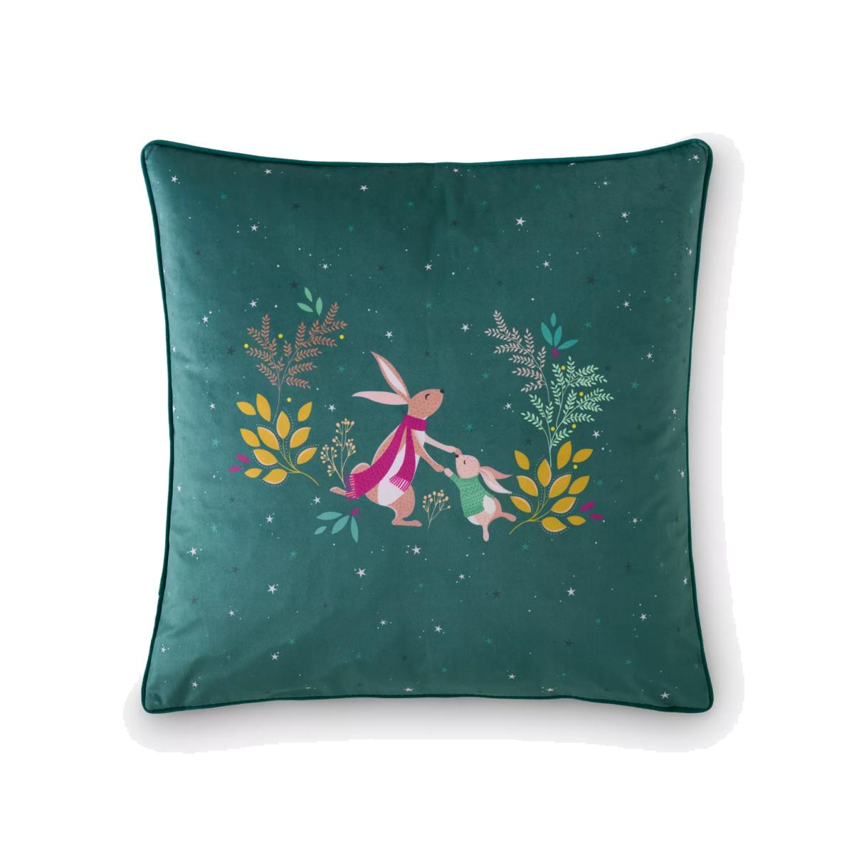 Sara Miller Woodland Tales Dancing Rabbits Cushion, Green – image 1