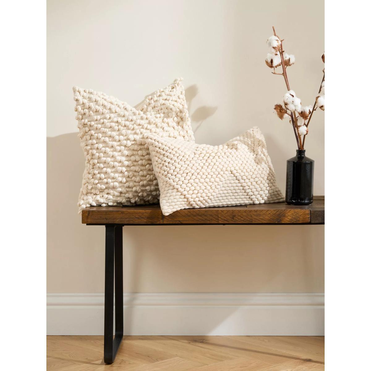 Truly Knotted Square Cushion, Ecru – image 2