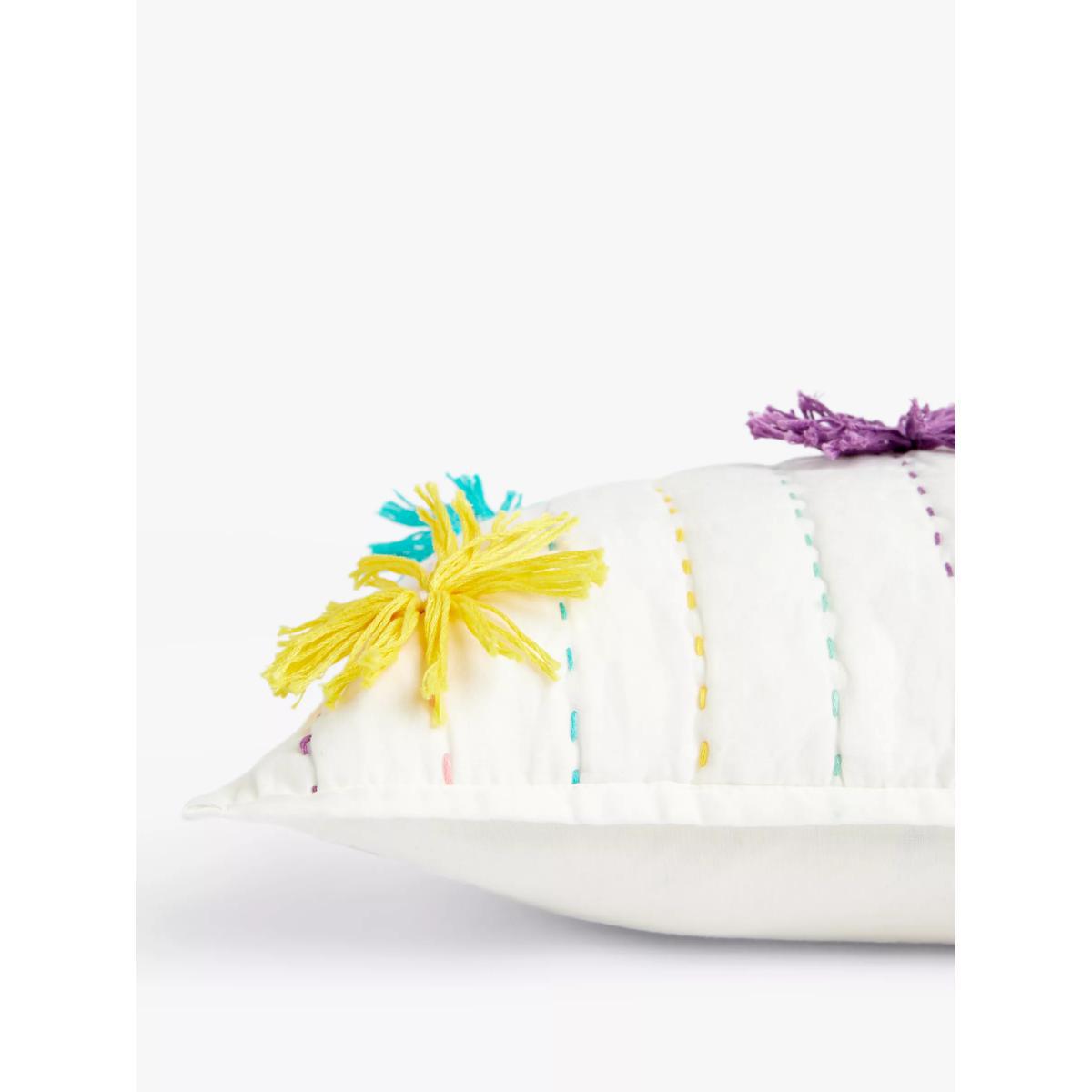 little home at John Lewis Pom Pom Cushion, Multi – image 3