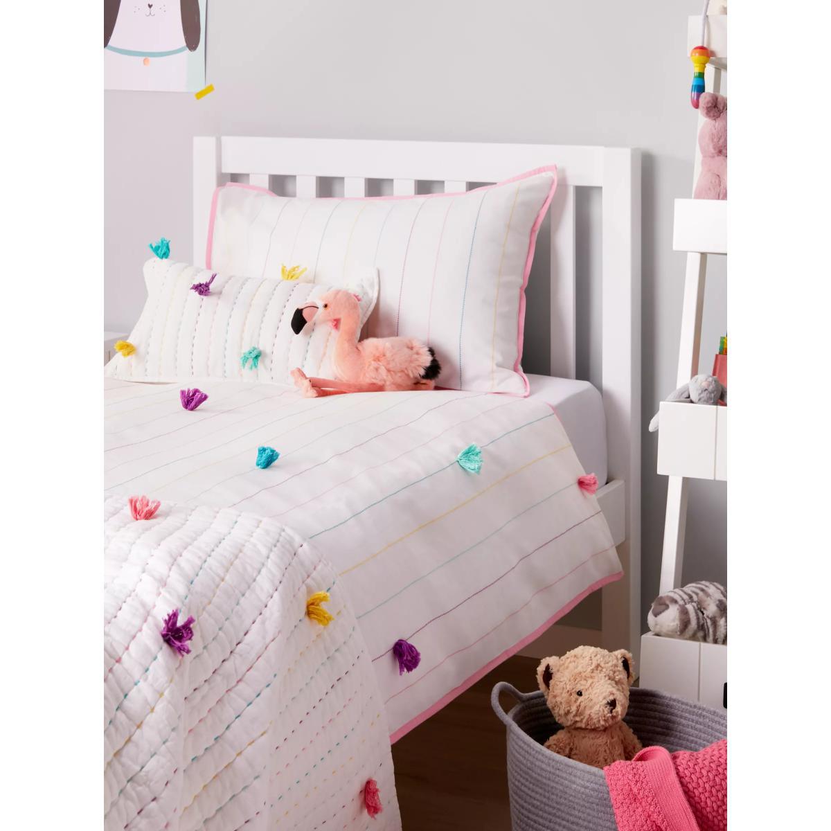 little home at John Lewis Pom Pom Cushion, Multi – image 5