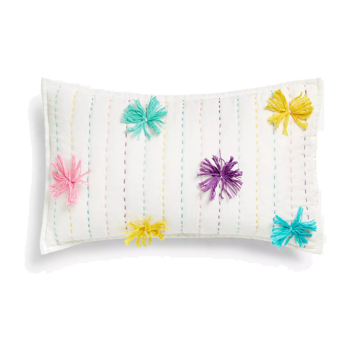 little home at John Lewis Pom Pom Cushion, Multi – image 1