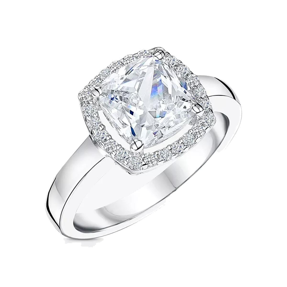 Jools by Jenny Brown Cushion Cut Cubic Zirconia Halo Ring, Silver – image 1