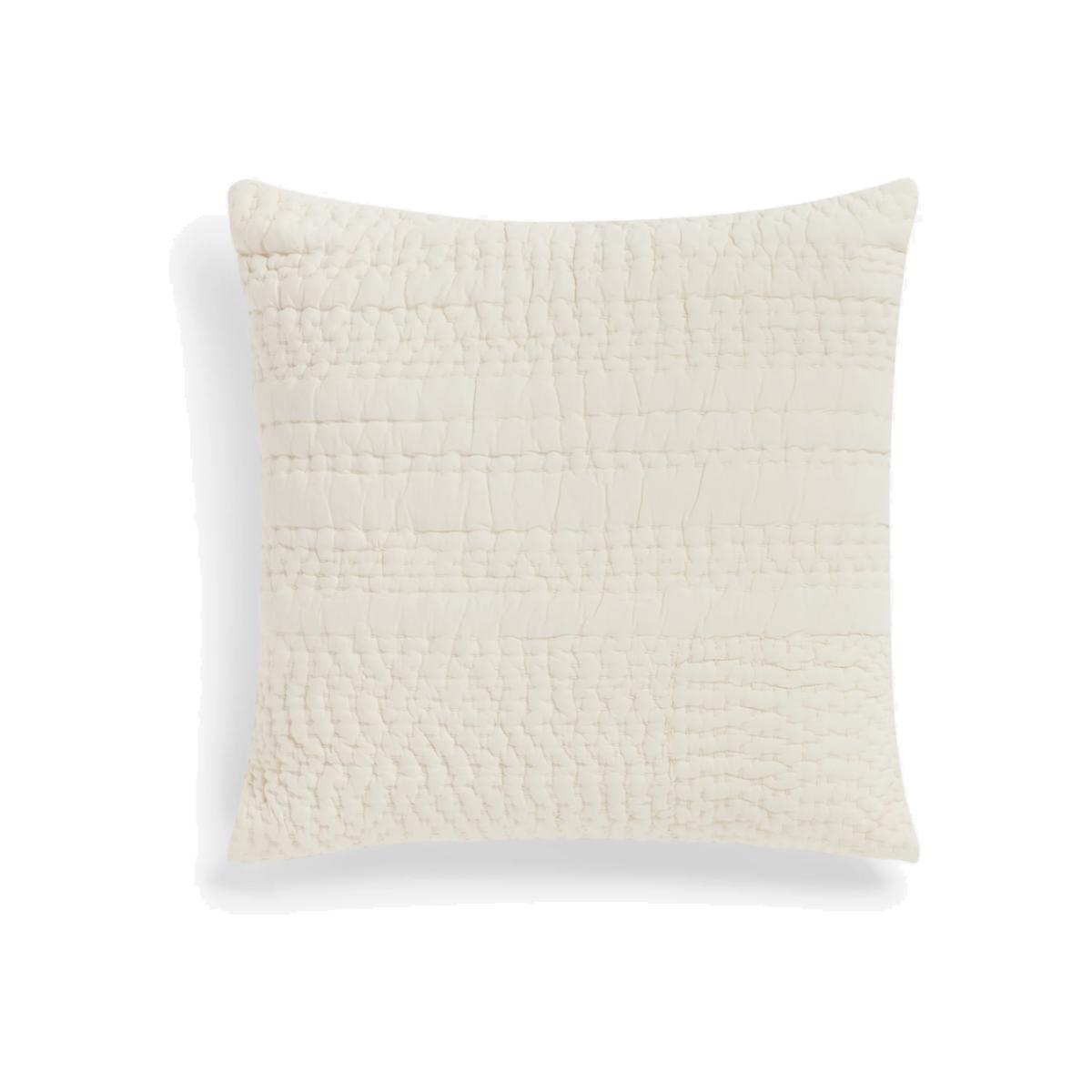 Mother of Pearl Organic Cotton Stitched Cushion, Ivory – image 1