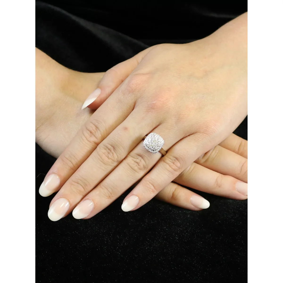 E.W Adams 18ct White Gold Diamond Cushion Shape Cluster Ring – image 3