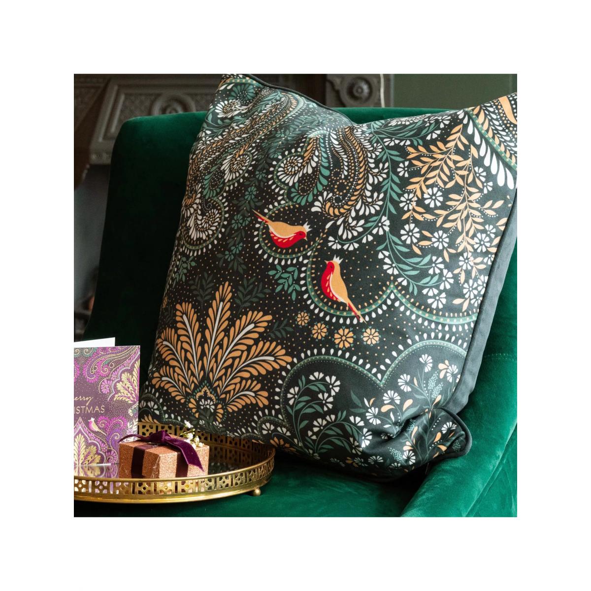Sarah Miller Robins Filigree Cushion, Emerald – image 2