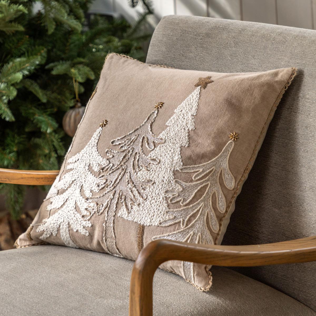 Pearly White Tree Scene Cushion – image 1
